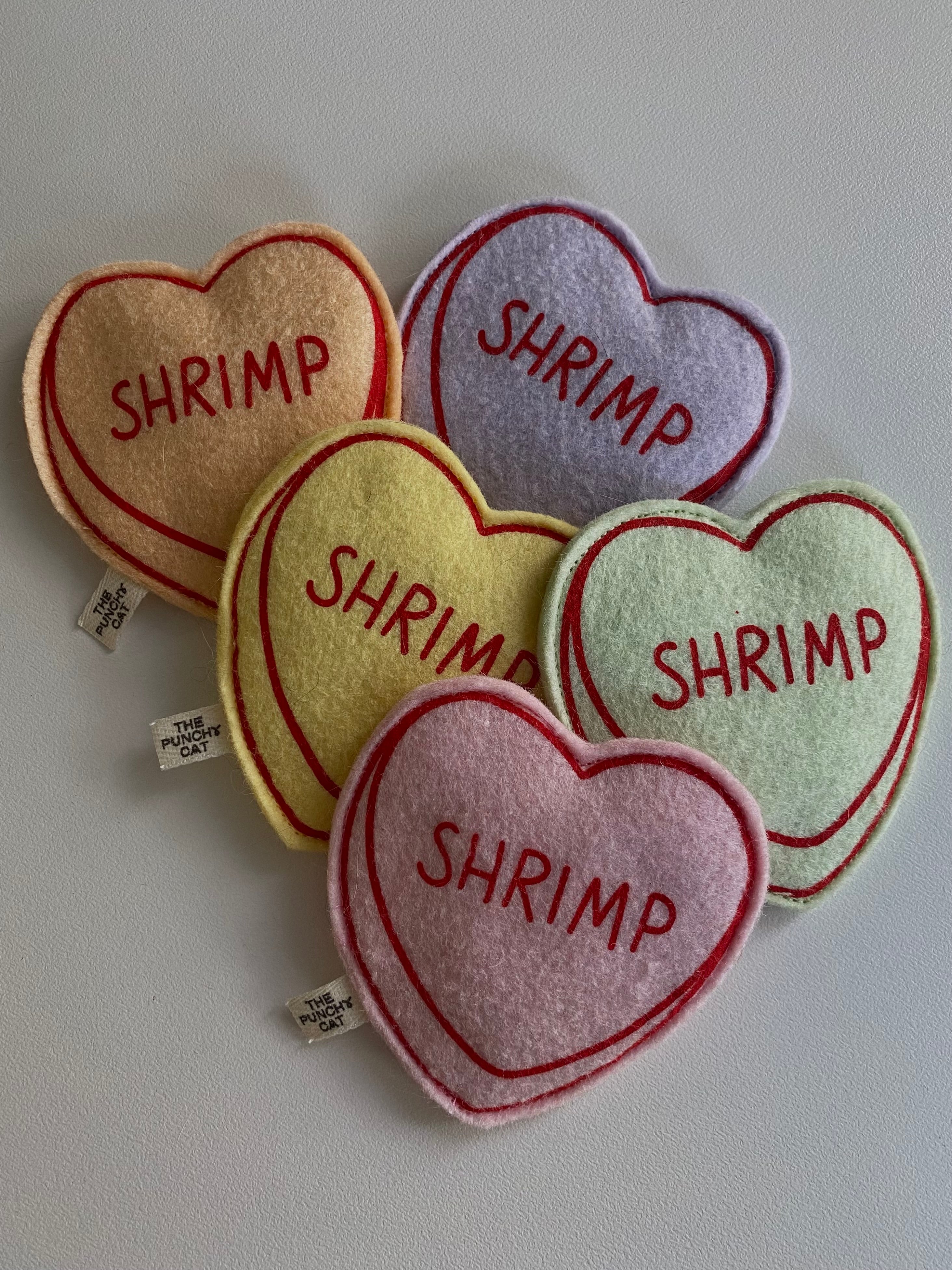 Handmade Candy Heart Catnip Toy - Shrimp – ZoomiesBoutique