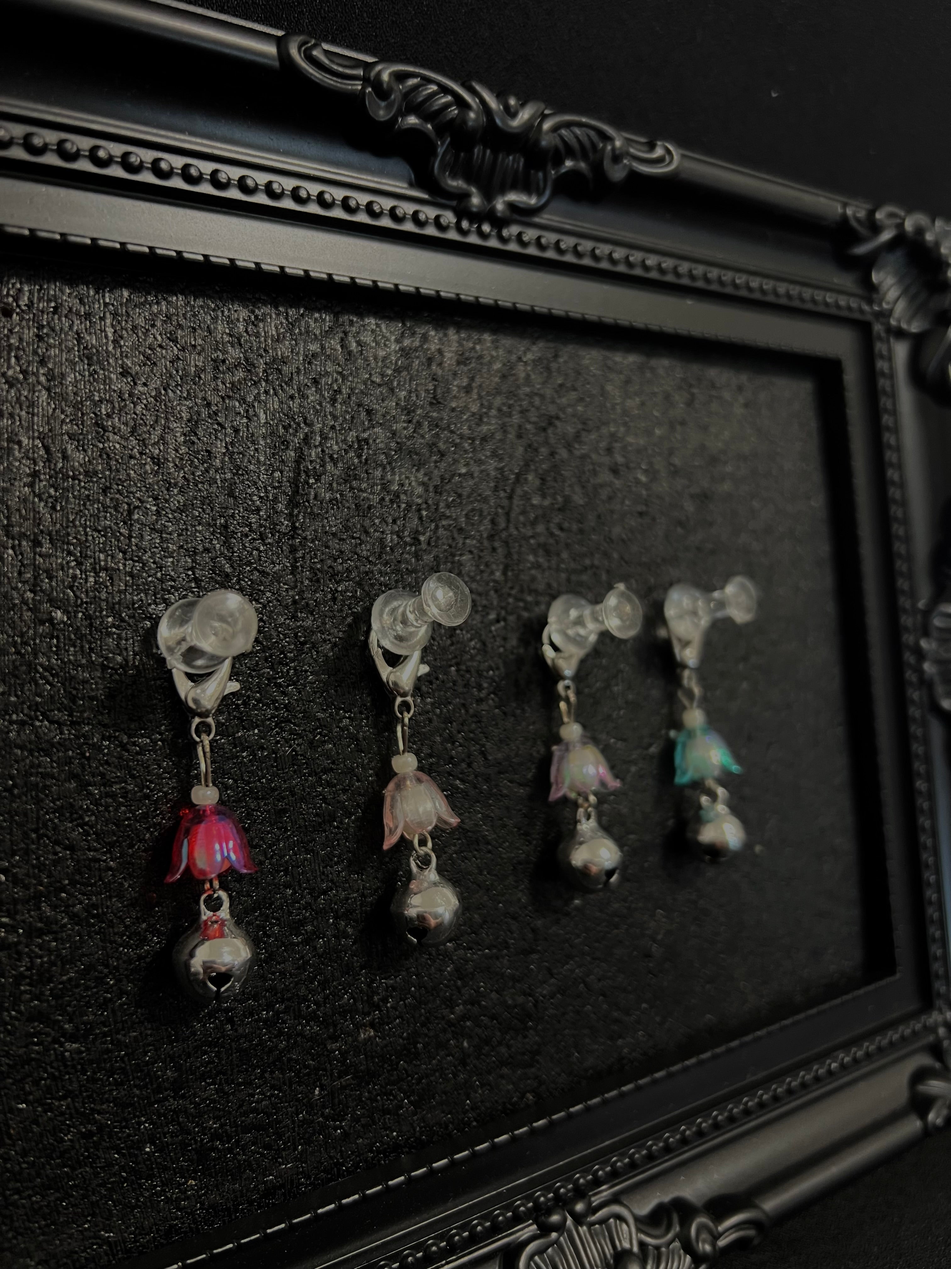 Cute Kawaii Adorable Handmade Crafted Cat and Kitty Bells for Felines to be connected to a collar. Multi Colour with Iridescent Flower. Coquette and Gothic Accessories for Cats