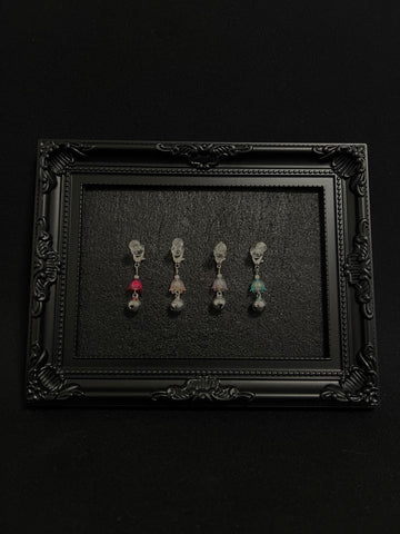 Cute Kawaii Adorable Handmade Crafted Cat and Kitty Bells for Felines to be connected to a collar. Multi Colour with Iridescent Flower. Coquette and Gothic Accessories for Cats 