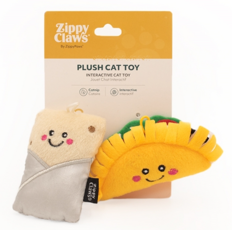 Zippy Claws Taco and Burrito Plush Toys