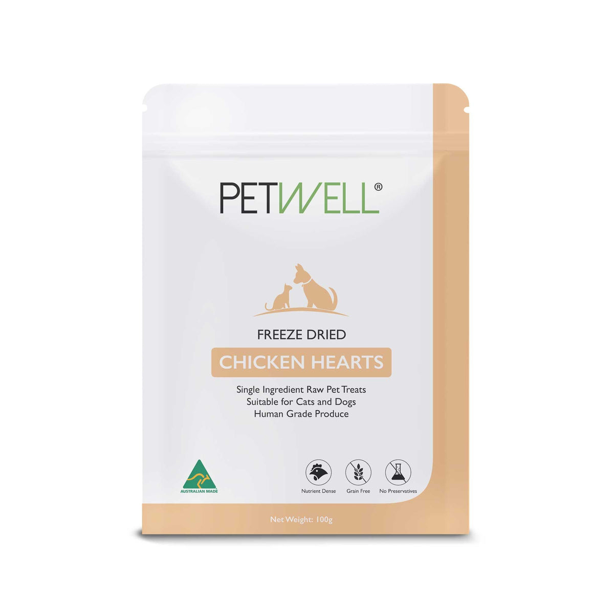 PetWell Freeze Dried Chicken Hearts 80g