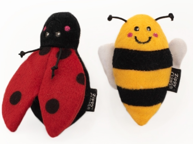 Zippy Claws Ladybug and Bee Plush Toys