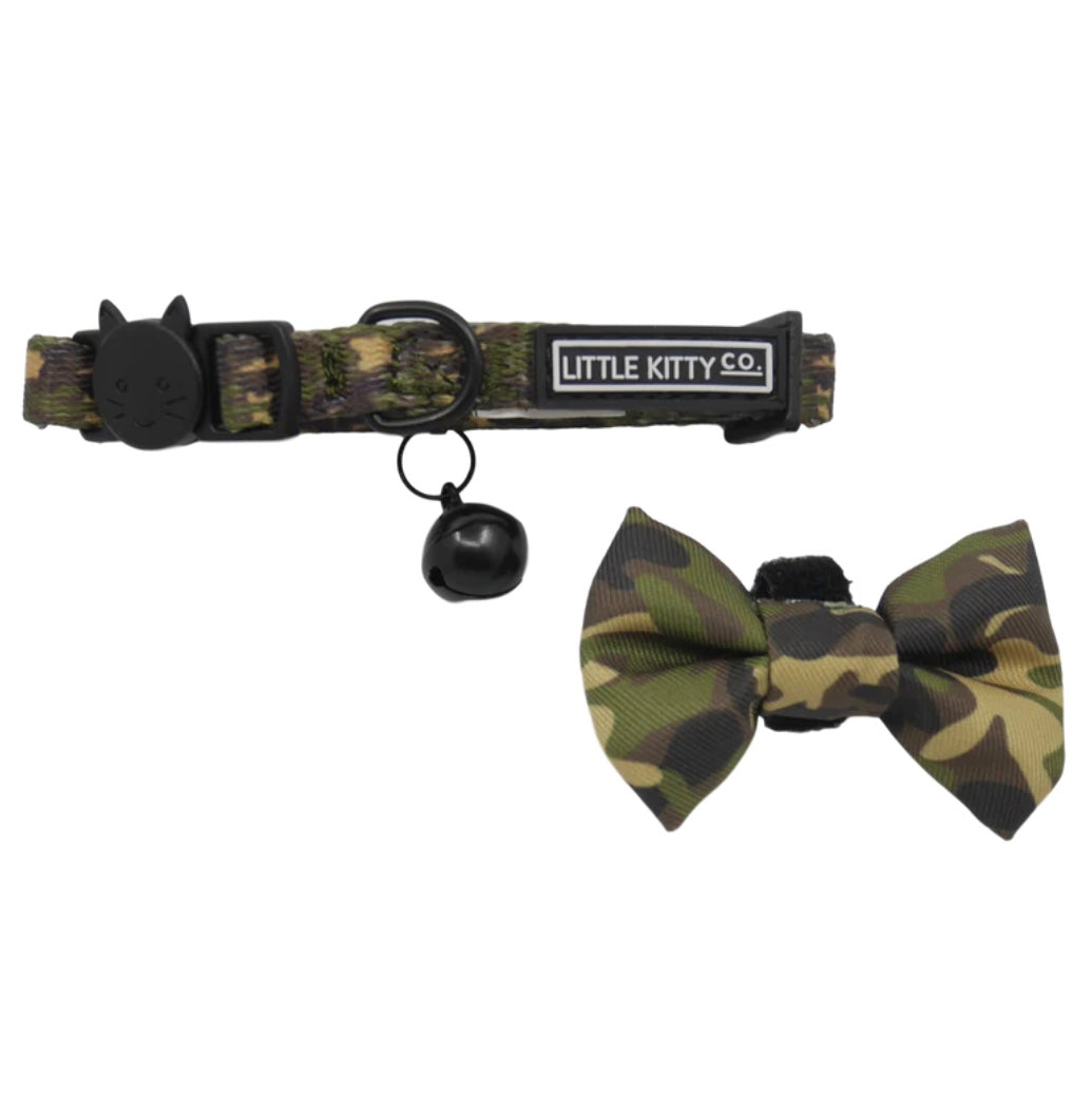 Little Kitty Co Collar & Bow Tie - Cool Cat Camo