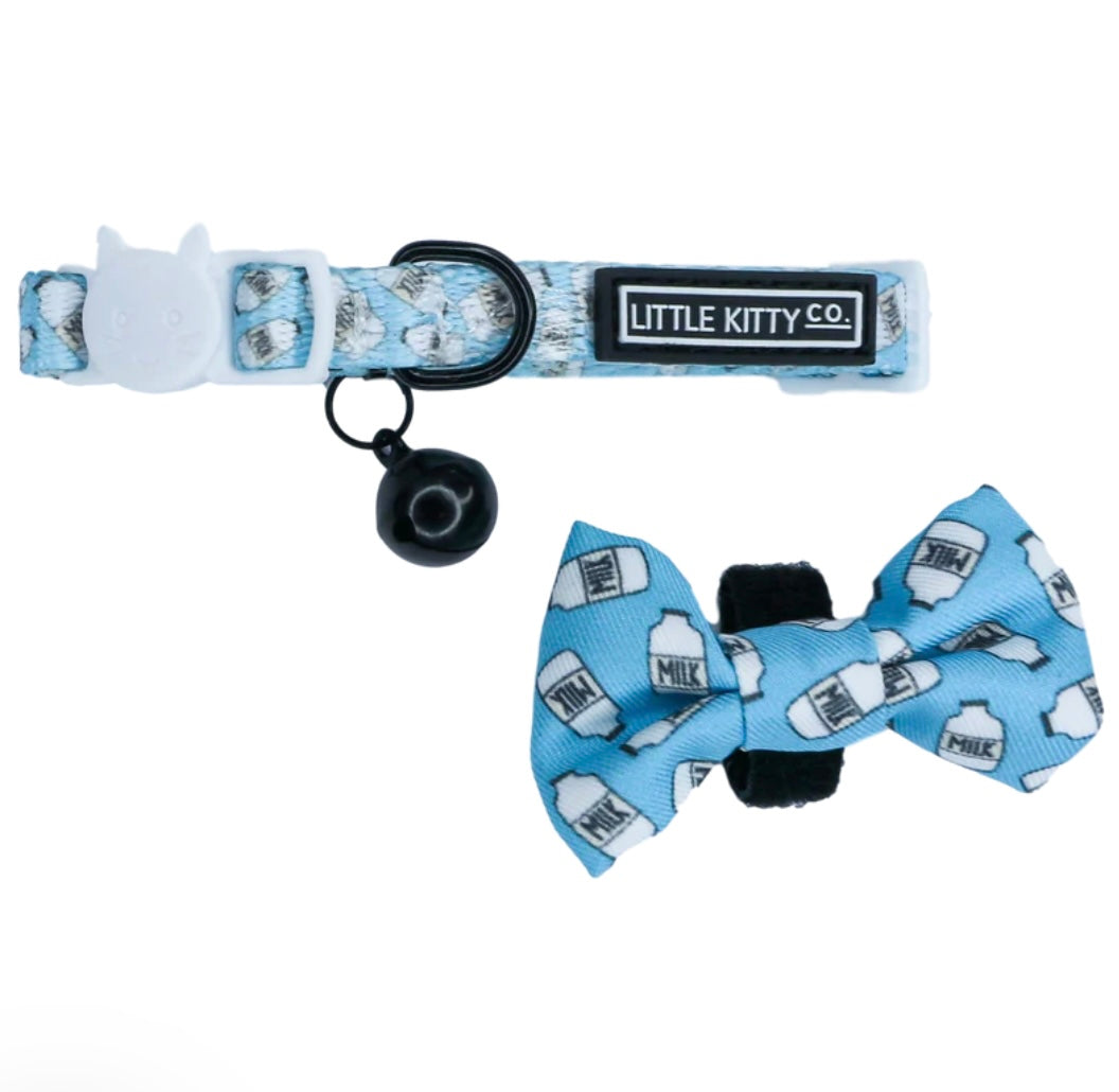Little Kitty Co Collar & Bow Tie - Milk